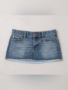 Hollister Size 3 Junior Womens 2007 Vintage Faded Blue Denim Mini Skirt